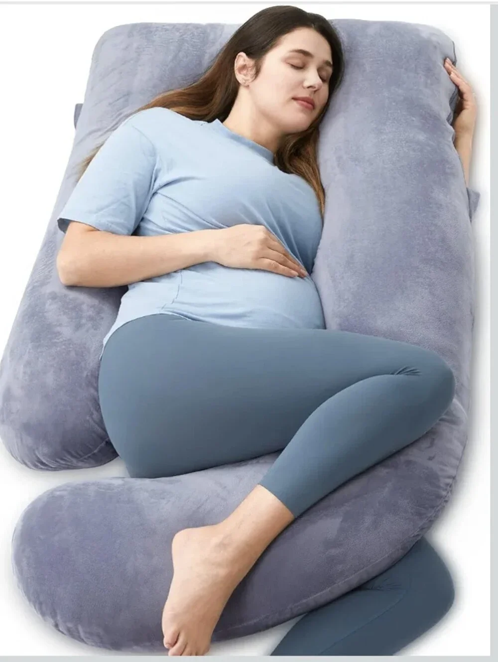 Pregnancy Pillow for Sleeping - U Shaped Full Body Maternity Pillow Gray